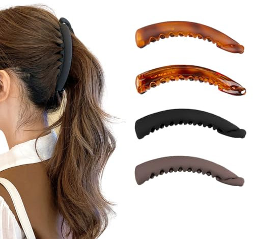 WKRTDY Conjunto 4 Pinzas de plátano Estilo Vintage, Ideales para Cabello Rizado Grueso, Pinzas Grandes y Clip para el Pelo, Adecuadas para Mujeres y niñas de Cualquier Edad