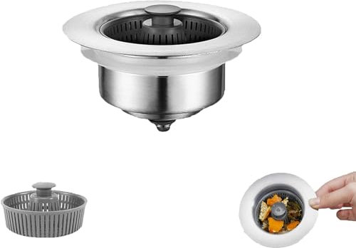 Gelmalls Abflusssieb, 3-in-1-Edelstahl-Spülbecken-Hilfe, Pop-Up-Küchenspüle, Geruchsfilter für Küchenspüle, Geruchsfilter für die Küchenspüle, 2024