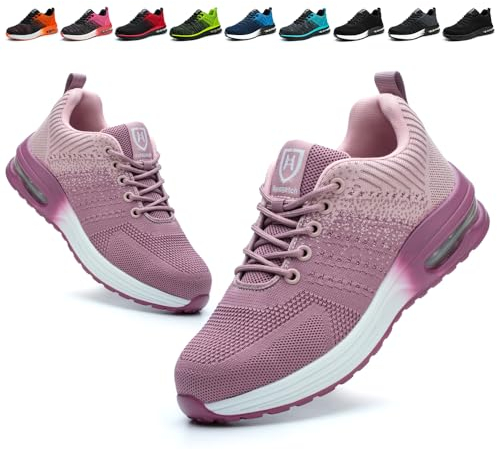 Scarpe Antinfortunistiche Uomo Donna Leggere e Comode Scarpe da Lavoro con Punta in Acciaio Sportive Scarpe da Cantiere Antiscivolo Traspiranti Viola EU 41