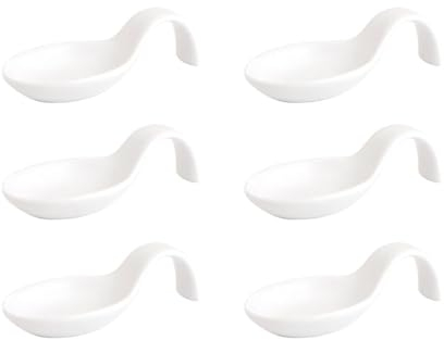 Quid Chef Set 6 Cucharas Aperitivo Porcelana Blanc 10x5cm Porcelana Apto Microondas