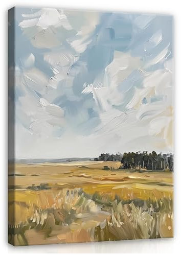 WallArena - Leinwand Bilder Landschaft - 30x40 cm Leinwandbilder - Bild auf leinwand - Wandbild XXL groß Wandbilder für Wohnzimmer Schlafzimmer Wohnzimmerbilder Modern kunstdruck - Wiese Himmel