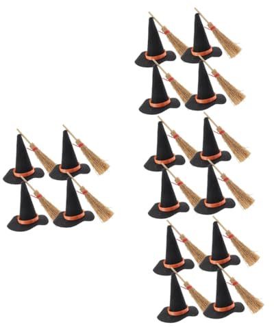 PRETYZOOM 32 Stück Halloween Hexenhut Mini Hexenhüte Und Besen Kleine Hüte Für Kuchendekoration Miniatur Hüte Mini Hüte Zum Basteln Puppen Hexenhut Winzige Hüte Mini Partyhüte DIY