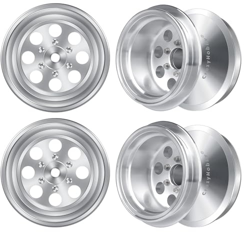 CrazyHobby 1.3' Wheel Rims Aluminum Deep Dish Wheels Negative Offset 12.5mm for 1/18 Traxxas TRX4MT F-150 K10 RC Monster Truck Replacement
