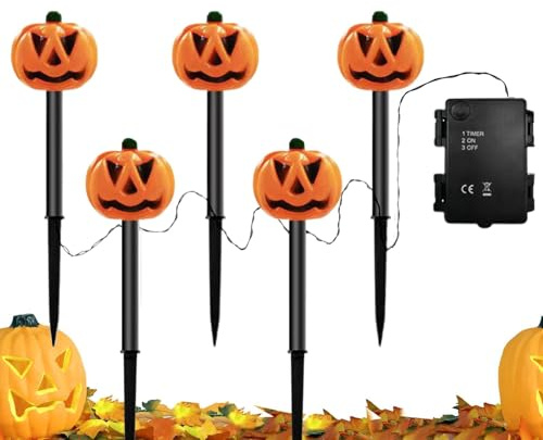 Kleine Kürbis-Laternenmarkierungen, stabile Gehwege, Kürbis-Lichter, robuste Urlaubswege, dekorative Outdoor-Halloween-Lichter, Kürbis-Weglichter, für Urlaub, Garten, USA, mehrfarbig