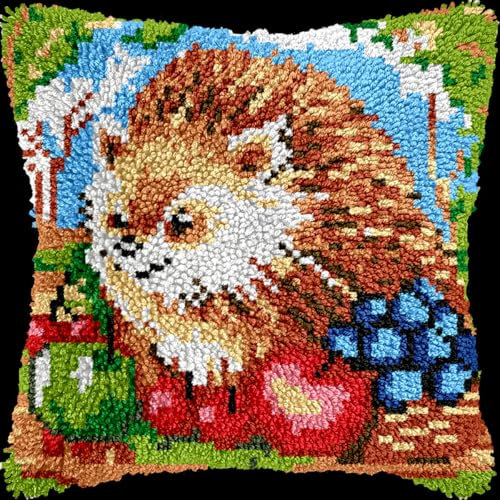 Kitquiver Diy Kit Crochet Principiantes Kits De Ganchillo Para Hacer Almohadones Con Patrón Preimpreso, Alfombras Y Cojines Con Gancho De Pestillo 17x17in