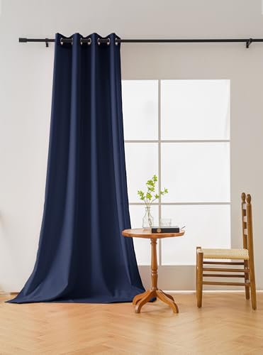 FEBE Verdunkelungsvorhang Blickdicht Dunkelblau 140x250 cm Gardinen mit Ösen Wohnzimmer Schlafzimmer 1 Stück