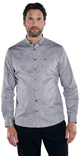 engbers Herren Herren Langarm-Hemd Gemustert, Silbergrau, 38175, Silbergrau in Größe 4XL