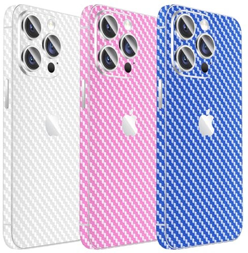 Kucheed 3PCS Sparkling Skin Protector for iPhone, Bling Glitter Fiber Grain Full Cover Edges Sticker, Precise-Fit Back Protector/Luxury Wraps/Bling Phone Decorations for iPhone 16 Pro Max