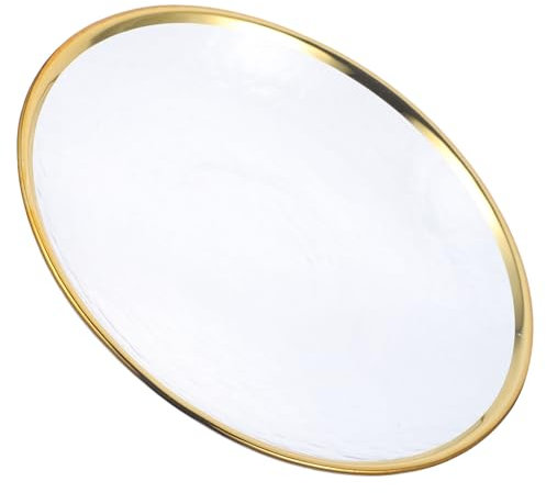 Cabilock Plato De Vidrio Borde Dorado Elegante Para Postres y Aperitivos Para Fiestas y Eventos De Lujo Moderno Para Servir Comida El Hogar o Restaurante