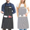 FunChaos 2 Stück Streifen Latzschürze, Verstellbare Schürze mit 3 Taschen, Küchenschürzen für Männer Frauen, Kochschürzen für Koch BBQ Malerei Gartenarbeit Backen Restaurant, Schwarz Weiß