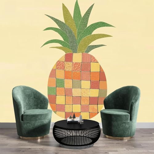 Fotomurales 3D Fruta Geométrica Papel Tapiz FotográFico, 450×315cm Papel Pintado FotográFico DecoracióN, Piña Pared Murales Para SalóN Dormitorio HabitacióN
