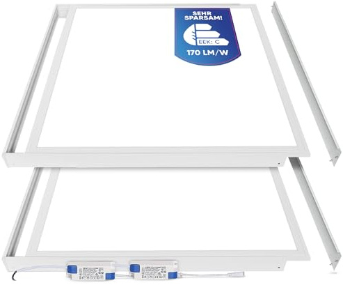 LECOM 6x LED Deckenleuchte 62x62 Neutralweiß 4250lm 25W mit Aufbaurahmen | Energieeffiziente LED Deckenpanel (EEK: C) mit hohe Lichtleistung. Ideal für Coworking-Spaces, Praxen und Arbeitszimmer.