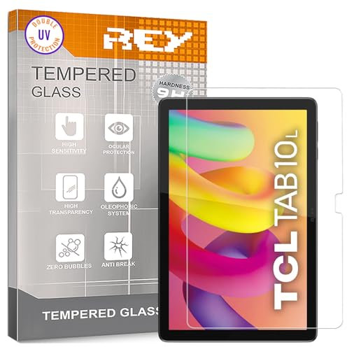 REY Protector de Pantalla para Tablet TCL Tab 10L 10,1, Cristal con Doble Protección UV, Vidrio Templado Premium 9H+