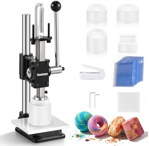 Huanyu Badebombenpresse mit 4 Formen, höhenverstellbar, DIY-Set für Frauen, Geschenk, Badebombenhersteller für Anfänger