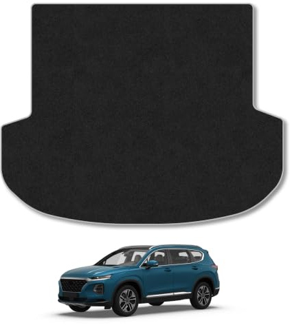 Hyundai Santa Fe (2018-2024) Premium Carpet Boot Mat | Grey Edge Trim Premium Boot Liner Tailored Fit Full Coverage Protection Accessories Easy Clean Anti Slip Made in the UK