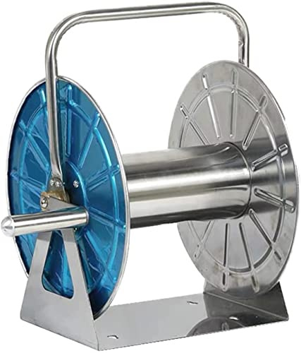 MKAK Edelstahlschlauch Rolle, Wand/Boden montiert Gartenschlauch Rolle Außenschläuche Halter Lagerung Schlauchwagen for Yard Rasenfarm