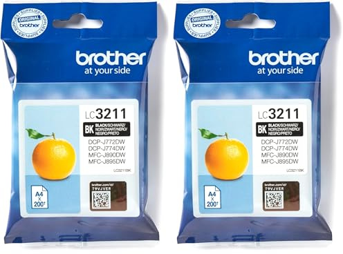 Brother LC-3211BK Tintenpatrone DCP-J772DW, DCP-J774DW, MFC-J890DW, MFC-J895DW schwarz, klein (Packung mit 2)
