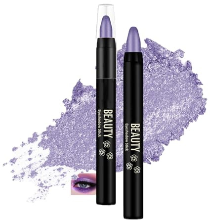 Iridescent Violet Cream Eyeshadow Pencil - Waterproof Shimmer Crayon for Gradient Eye Looks - Long Lasting & Smudge-Proof Metallic Makeup Stick with Twist-Up Design & Easy Application (Purple)