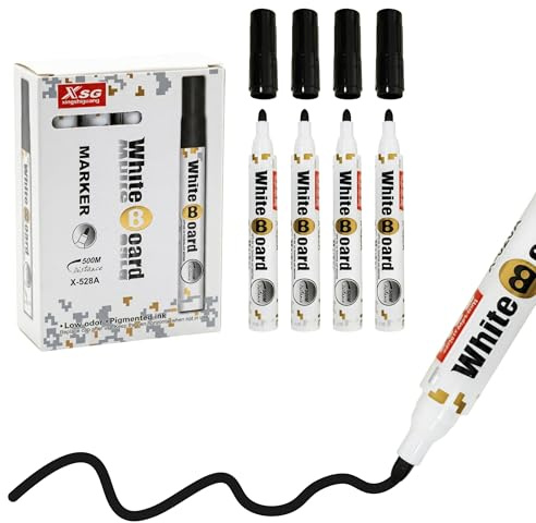 Aspect Whiteboard Pens, 12pcs Whiteboard Marker Pens, Bullet Tip Low Odour, Quick Dry, Easy Wipe Dry Erase Markers, Smooth Writing for Whiteboards, Glass, Office, School & Home