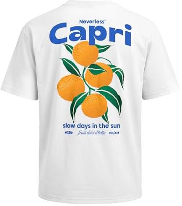 Neverless® Herren T-Shirt - Capri Orange - Oversized Relaxed Fit Sommer Fashion Streetstyle