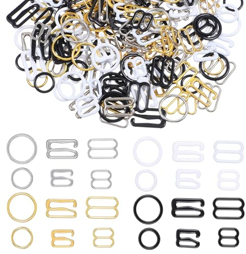 240 Stück Verstellbare BH Träger Clip, BH Träger Halter (4 Farben) | für Damen, Bikini Verschluss von Badeanzügen, Ersatzhaken für Dessous Bikini Oberteile, 3 Ausführungen, 2 Größen