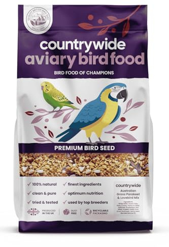 Countrywide Australian Grass Parakeet and Lovebird Feed Premium Mix 20 kg - High Levels of Protein & Nutrition - All Natural & Dust Free