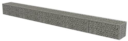 vidaXL Gabion Wall with Covers High Load Capacity Weather-Resistant Rustproof Garden Fence Galvanized Steel Silver 236x19.7x19.7