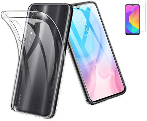 Todobarato24h Funda Compatible con Xiaomi Mi A3 (6.008) Pulgadas Transparente TPU Lisa Silicona + Protector Cristal Templado