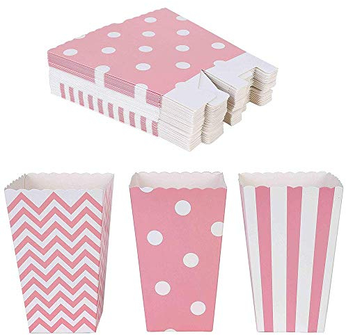 Cajas de palomitas de maíz 36 pcs Cartón Caramelo Contenedor para dulces para Cine Mesas de Postres Regalos de Boda Rosa
