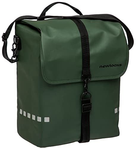New Looxs Odense - Fahrradtaschen für Gepäckträger - Wasserdicht Polyester - Seitentasche Fahrrad mit Schultergurt - E-Bikes Geeignet - Leicht Fixierbare Fahrradtasche hinten - Grün