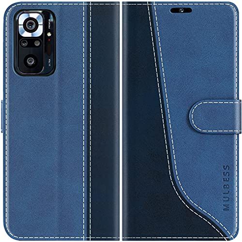 Mulbess für Xiaomi Redmi Note 10 Pro Hülle, Handyülle Leder mit Kartenfach, Klapphülle mit Magnetverschluss, Flip Case Etui Handytasche Schutzhülle, Stilvoll Diamant Blau