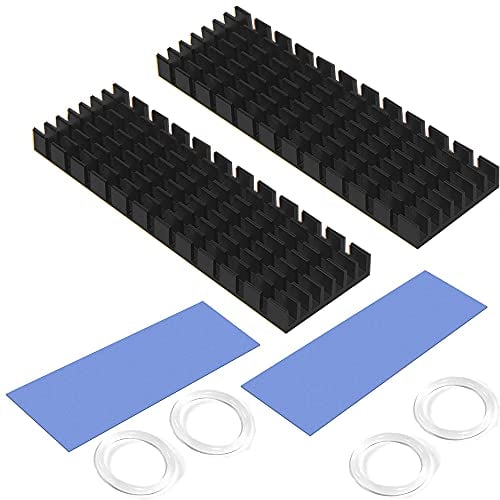 Aluminium Kühlkörper, CTRICALVER M.2 SSD-Kühlkörper mit wärmeleitender Klebefolie gegen thermisches Durchgehen Kühlkörper-CPU-IC-Chip-Leiterplatte, für LED-Verstärker (2 Stück, schwarz)