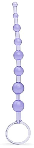 Lovehoney Anal Beads Sex Toy Silicone Adult Dildo for Couples, Purple, 8 | Graduated & Flexible Butt Plug, Safe Pull Ring for Beginner, Gradual Stimulation, Waterproof Sex Toys for Men Women Couples