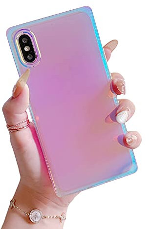 Cocomii - Rectangle Case Compatible with iPhone Xs Max - Holographic Mirror, Iridescent Colors, Women Girls Men, Protective Phone Case for iPhone Xs Max 6.5 inch, Translucent