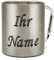 printplanet® - Edelstahltasse mit Karabinerhaken mit Namen bedrucken - Namenstasse selbst gestalten - Motiv Chrom-Schriftzug