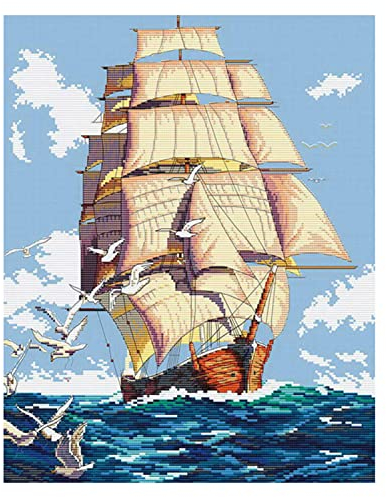 cukol cukol Kreuzstich Set Vorgedruckt Erwachsene Meer, Stickvorlagen Stickbild Stickbilder Stickpackungen Stickpackung Stickset Sticken Set für Anfänger, Beginner Cross Stitch Kit Stickerei Bilder