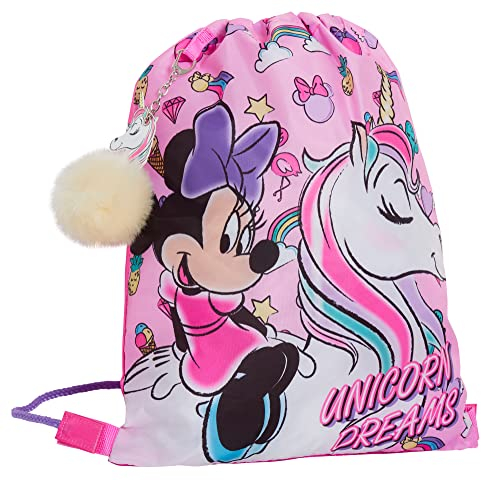 Disney Minnie Mouse Turnbeutel mit Kordelzug für Mädchen, Einhorn-Schwimmtasche, Kindergarten-Rucksack, rose, Einheitsgröße