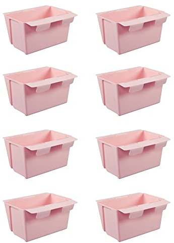 ARTECSIS Set Blumenkästen Pflanzkasten Balkonkasten Kunststoff Einsatz für Europaletten vertikaler Garten Hochbeet (8er Set, Rosa)