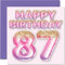 Geburtstagskarte zum 87. Geburtstag für Frauen – rosa & lila Glitzerballons – Happy Birthday Karten für 87 Jahre alte Frau Mama Great Nanny Grandma Gran, 145 mm x 145 mm 80 Siebzig-Grußkarten Geschenk