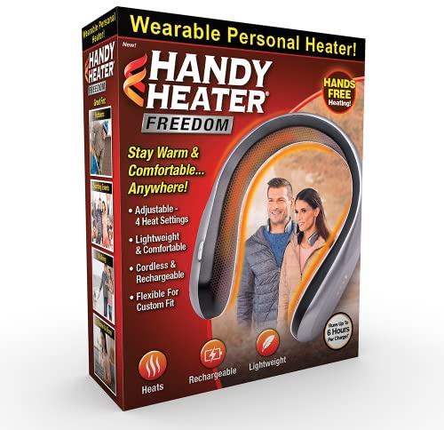Ontel Handy Heater Freedom – Chauffe-cou portable pour les hivers froids, 4 réglages de chaleur et technologie Comfort-Heat, chauffage personnel sans fil pour chauffage en déplacement, rechargeable