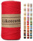 Likeecords Makramee Garn Geflochten 3mm x 100m,100% Natürliches Baumwollschnur Makramee-Schnur, Makramee-Seil, Bunte Bastelkordel aus Baumwolle für Taschen, Wandbehänge, Pflanzenaufhänger (rot)