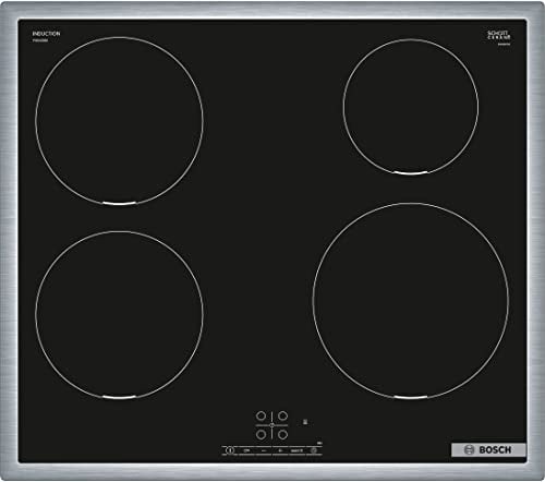 BOSCH PIE645BB5E Induktionskochfeld Serie 4, autarkes Glaskeramik-Kochfeld 60 cm breit, TouchSelect, PowerBoost, ReStart, Umlaufender Rahmen, Timer mit Abschaltfunktion, Schwarz