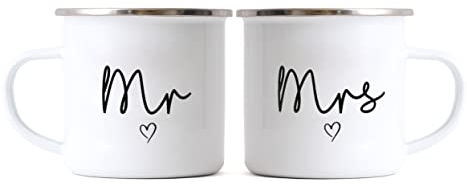 Thats Nice That Mr & Mrs Enamel Mug - Mr And Mrs Mugs - Ideal Anniversary Gifts Or Mr And Mrs Gifts - Travel Mug Wedding Gifts For Bride And Groom