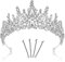 YXYAOLEE Kristall Tiara Krone Barock Königin Krone Silber Hochzeit Tiara für Frauen Mädchen Braut Stirnband Silber Strass Tiara Kronen Passend für Hochzeit Abschlussball Geburtstagsfeier