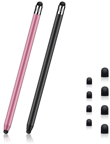 Tablet Stift,2 Pack Stylus 2 in 1 Gummi Tablet Touchscreen Stift Touch Pen für Tablets, iPad Mini, iPad Pro, iPad Air, Smartphones, Samsung, Galaxy (Schwarz & Rot)