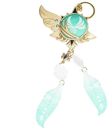 Genshin Impact Keychain Venti Vision Genshin Schlüsselanhänger Anime Luminous Anhänger Glow in Dark Cosplay Keyring Zubehör Made of Metal