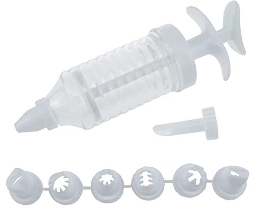 Haidong Set di siringhe per il riempimento di torte bianche Set di siringhe per dolci Set di siringhe per cupcake Penna per torta Decorazione per dessert Barile siringa 1 pz e ugello 8 pezzi