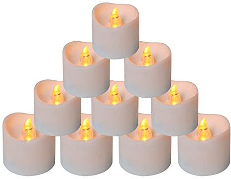 GrassVillage Pack of 24 Realistic and Bright Led Candle Lights in Wave Design, 3.5 cm x 4 cm Tall, Flameless Tea Light Candles, Electric Fake Candle in Warm Yellow