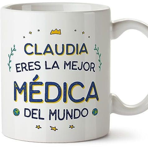 MUGFFINS Tazas Personalizadas para MÉDICA mujer - En Español - Mejor del Mundo - 11 oz / 330 ml - Regalo Personalizable original y divertido