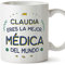 MUGFFINS Tazas Personalizadas para MÉDICA mujer - En Español - Mejor del Mundo - 11 oz / 330 ml - Regalo Personalizable original y divertido